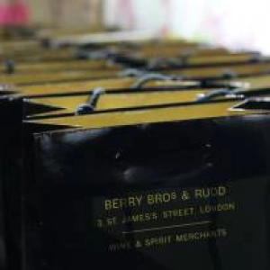 Branded shopping bags from the historic British wine and spirits merchant, Berry Bros. & Rudd, gifted at a HEDGE event hosted at their store.